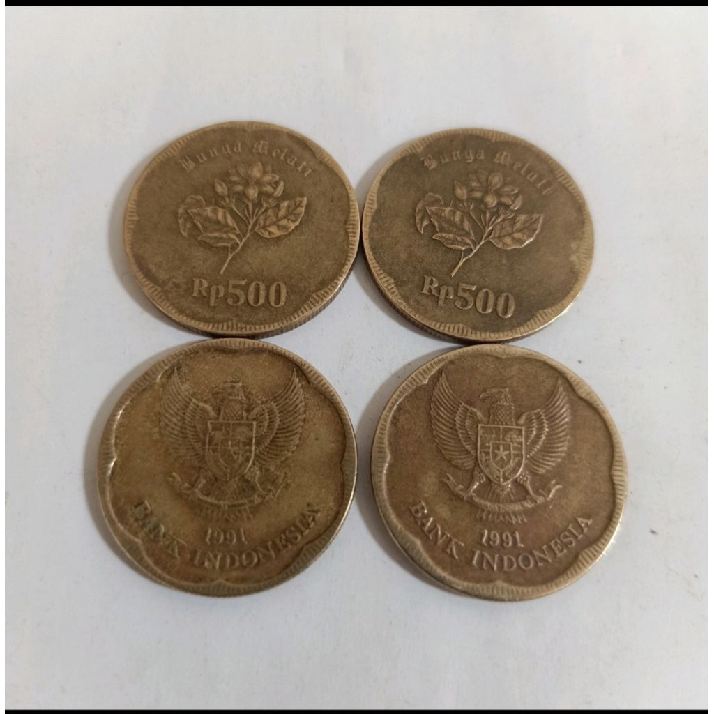 Uang koin kuno 500 rupiah bunga melati tahun 1991