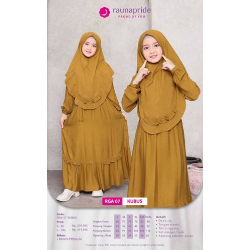 RAUNA GAMIS ANAK RGA 07 WARNA KUBUS,MERAH,MUSTARD