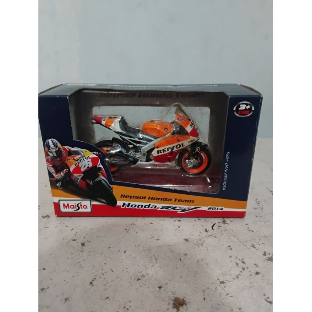 Diecast Miniatur MotoGP Maisto 1:18 Dani Pedrosa Repsol Honda Tram 2014