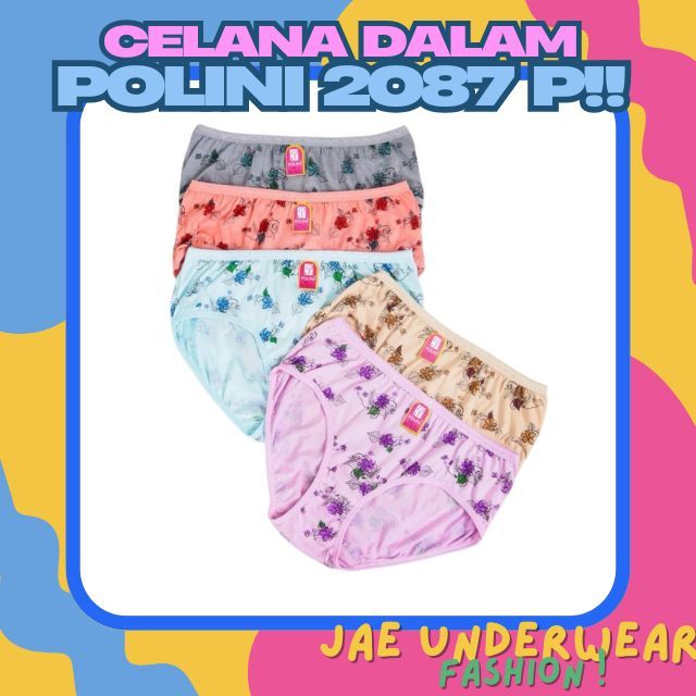 Celana Dalam Wanita Dewasa Remaja POLINI Art 2087p Motif Sablon Bunga Ukuran M L XL XXL / CD Lembut 