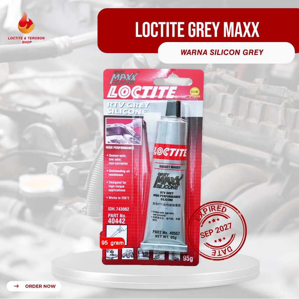 LEM SILIKON RTV TAHAN PANAS TINGGI LOCTITE GREY MAXX 95 GRAM
