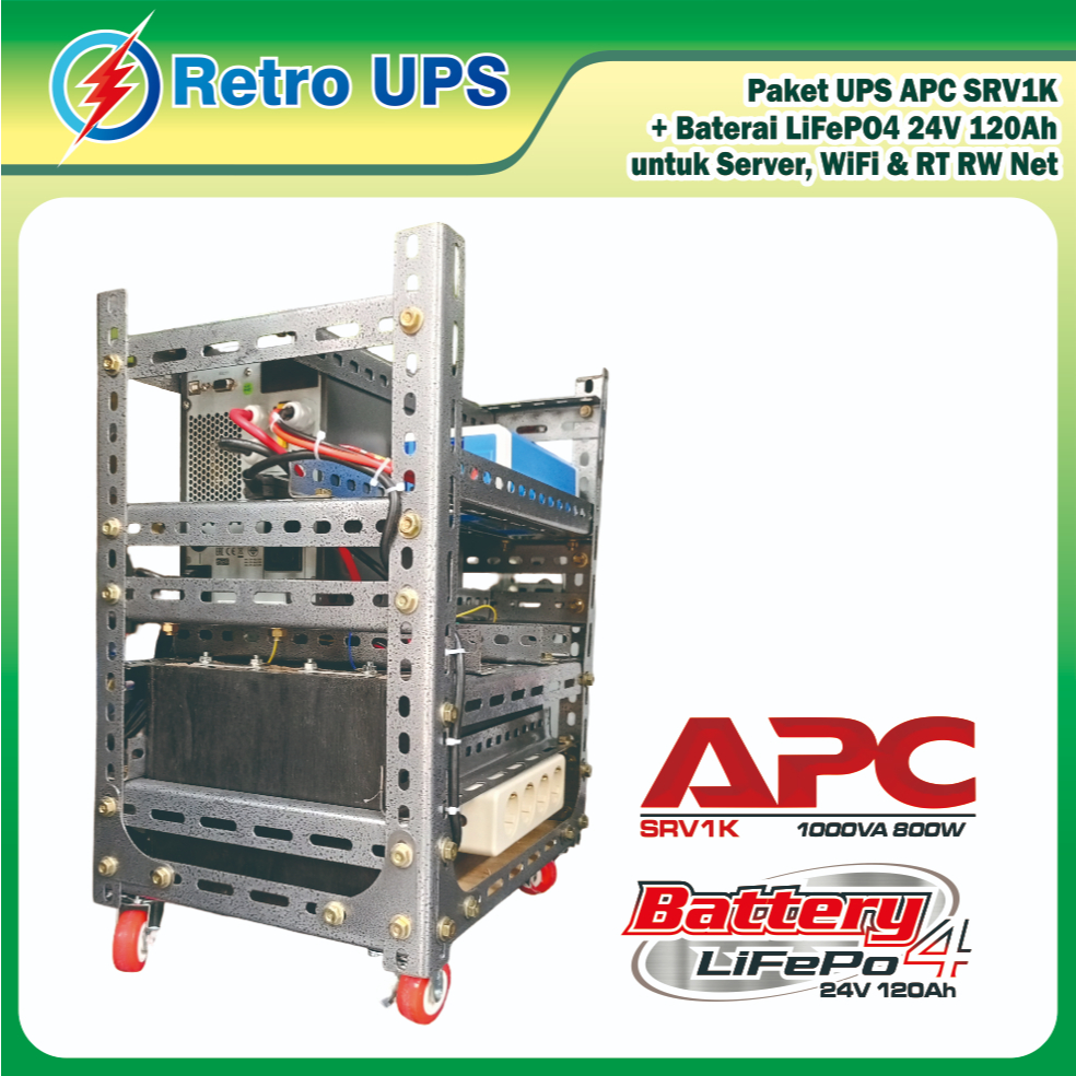Paket Backup Listrik Server Wifi RT RW Net UPS ModifAPC Easy UPS On-Line SRV1KI 1000VA + Sistem rack