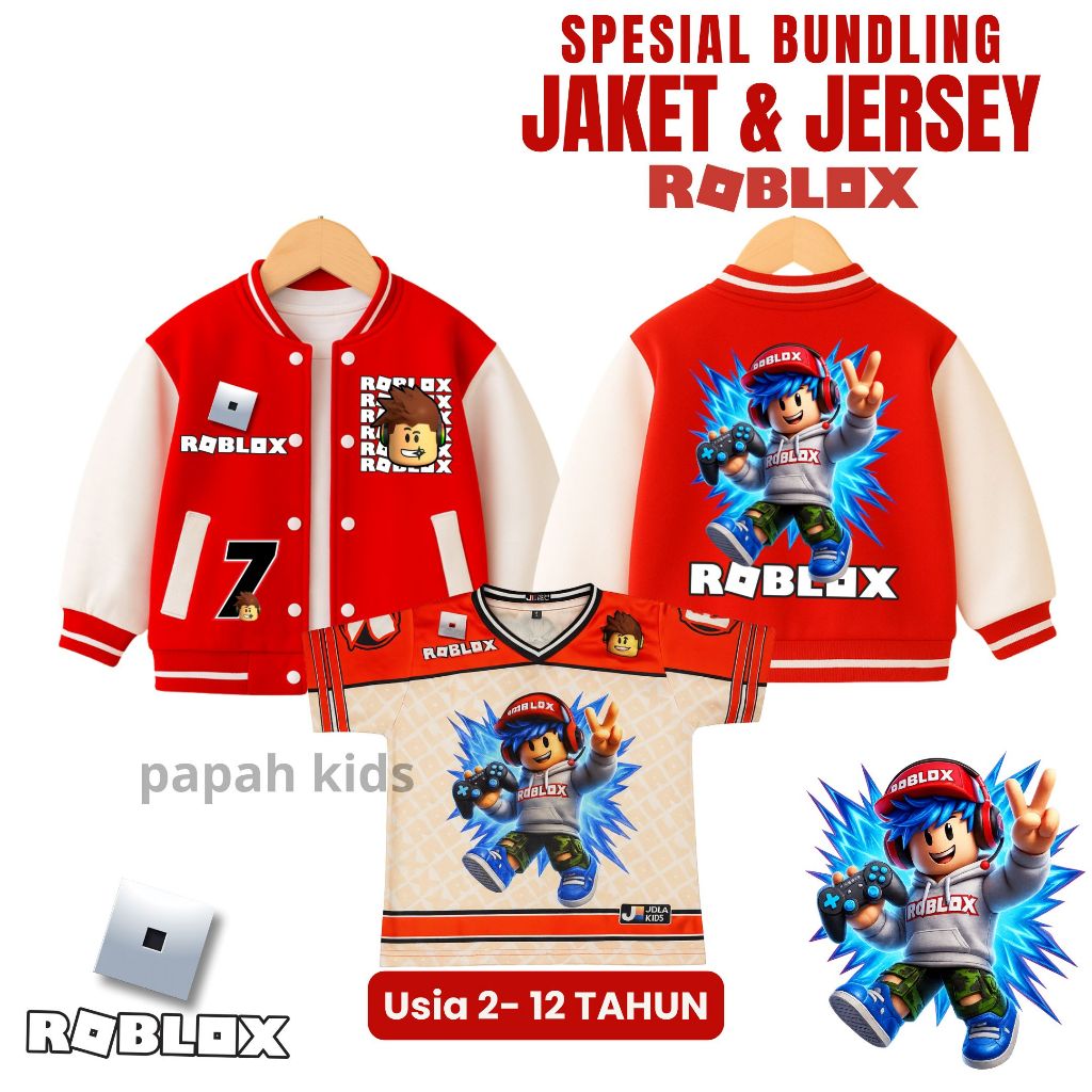 SPESIAL BUNDLING JAKET BASEBALL ANAK & JERSEY ROBLOX ANAK USIA 2-12 TAHUN