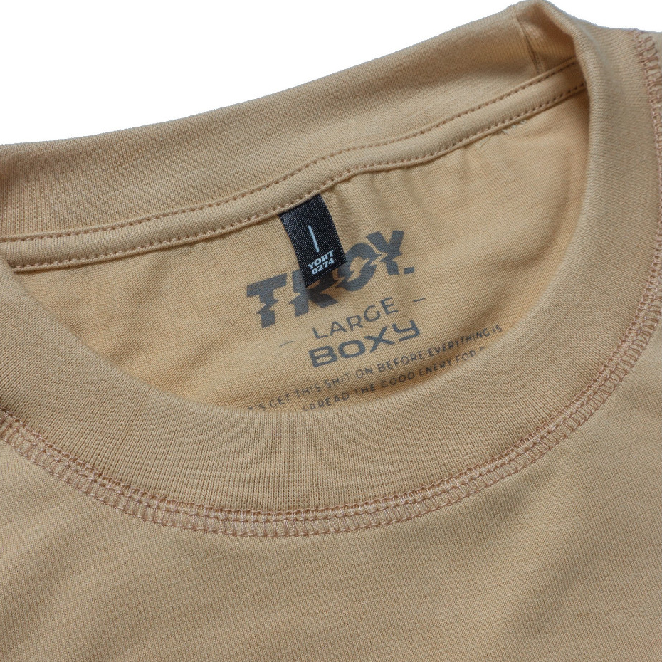 Troy Company Boxy Pocket Oversize Tshirt Beige Meow Peek - Kaos Boxy Oversize Beige BKD 3450
