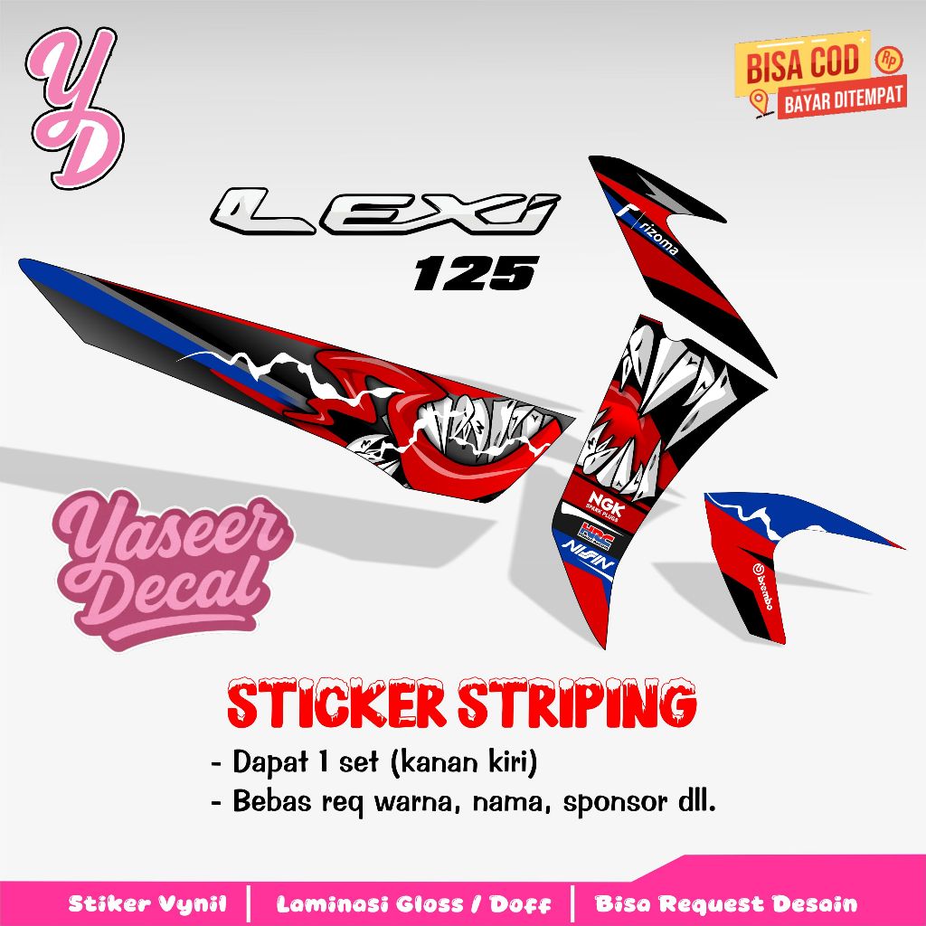 Striping Lexi - Stiker Sticker Striping Variasi Lis Yamaha Lexi - Striping Hologram Lexi Venom