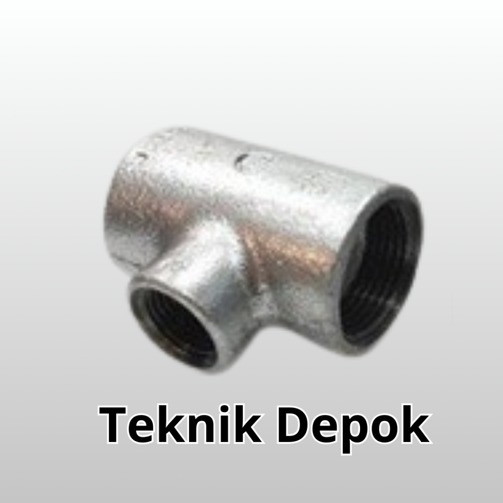Flok TEE Besi 4 x 2 Inch Reducer Vlok Tee Drat Dalam Sambungan Pipa Air Cabang 3 Bentuk T Fitting Pi