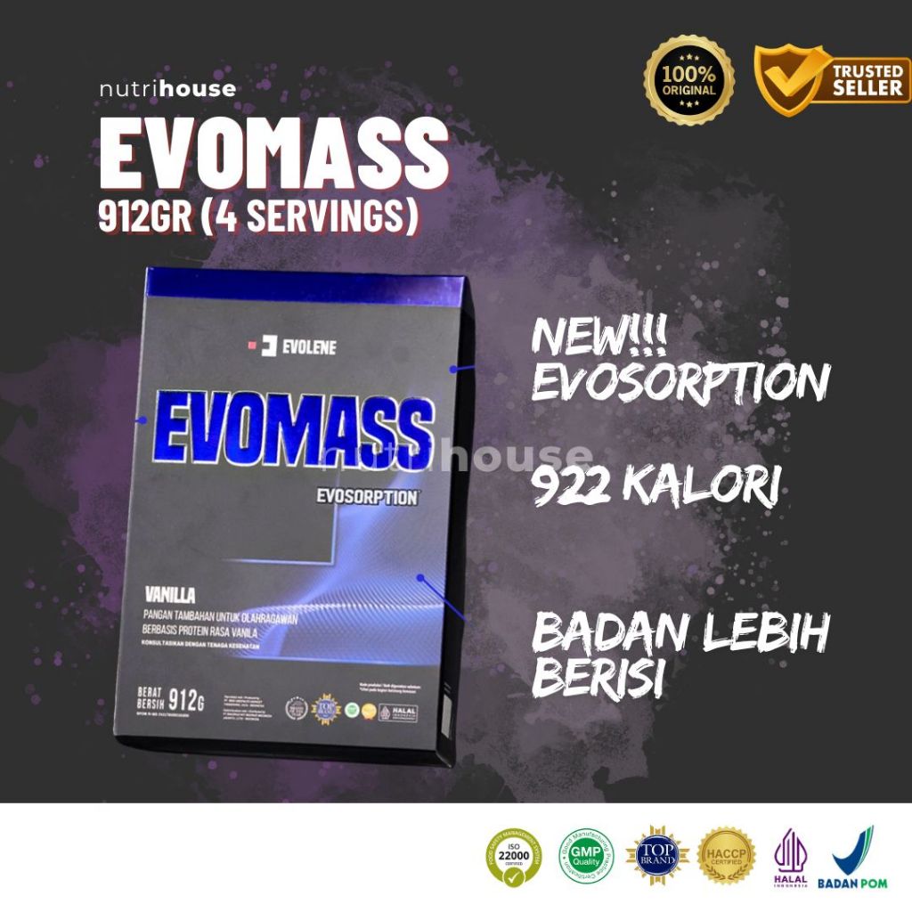 Evomass Evolene 912gr 2lbs Evo Mass Gainer Nutrihouse Evolene Medan