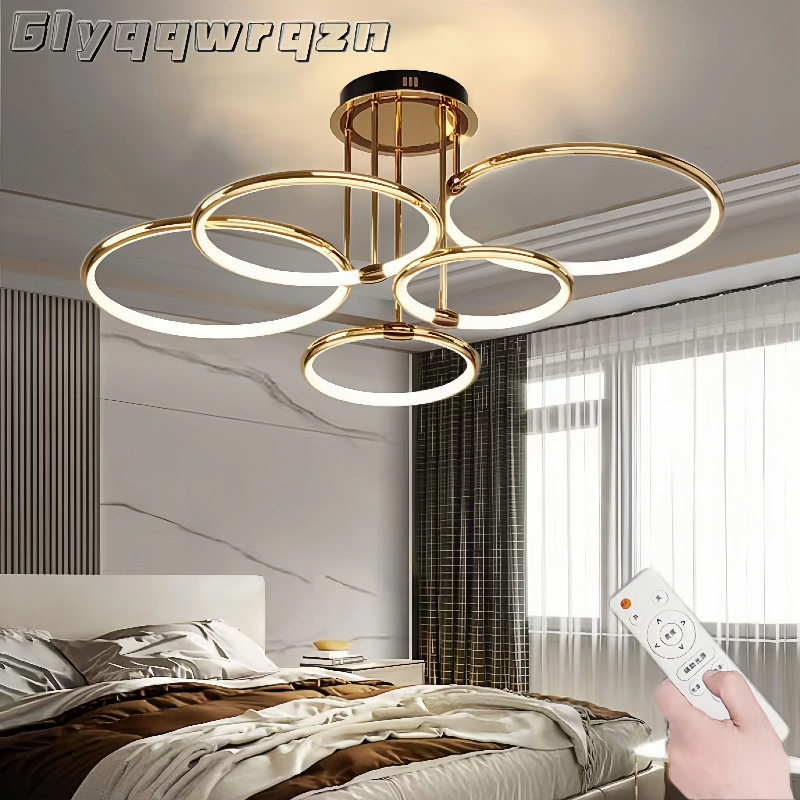 Lampu Gantung Ruang Tamu 3-Warna LED Nordic Lampu pendant kamar tidur LED ruang tamu