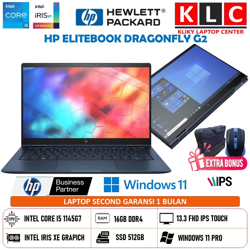Laptop Touchscreen Hp Elitebook Dragonfly Intel Core i5 1145G7 Ram 16GB 512GB Ssd 13 FHD IPS