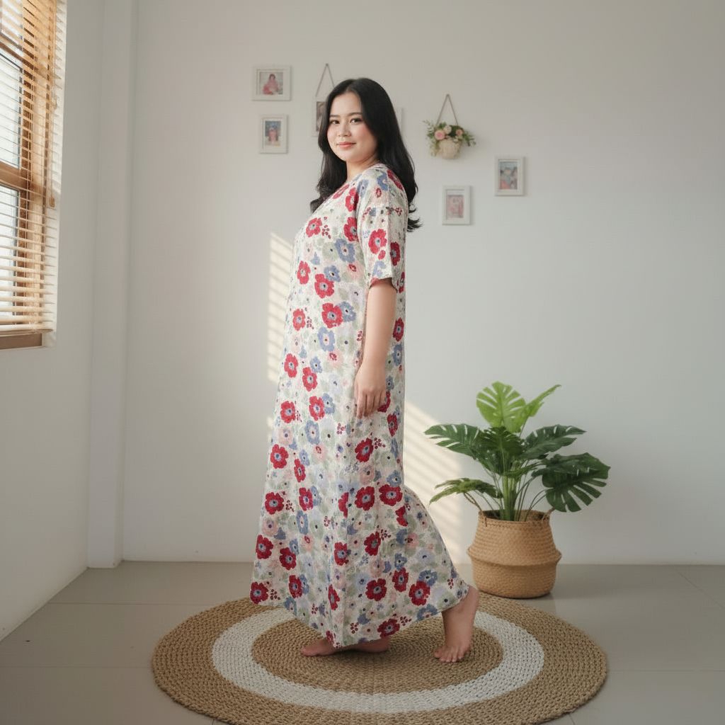 DASTER PANJANG LENGAN PENDEK BUSUI RAYON PREMIUM Daster Panjang Busui friendly