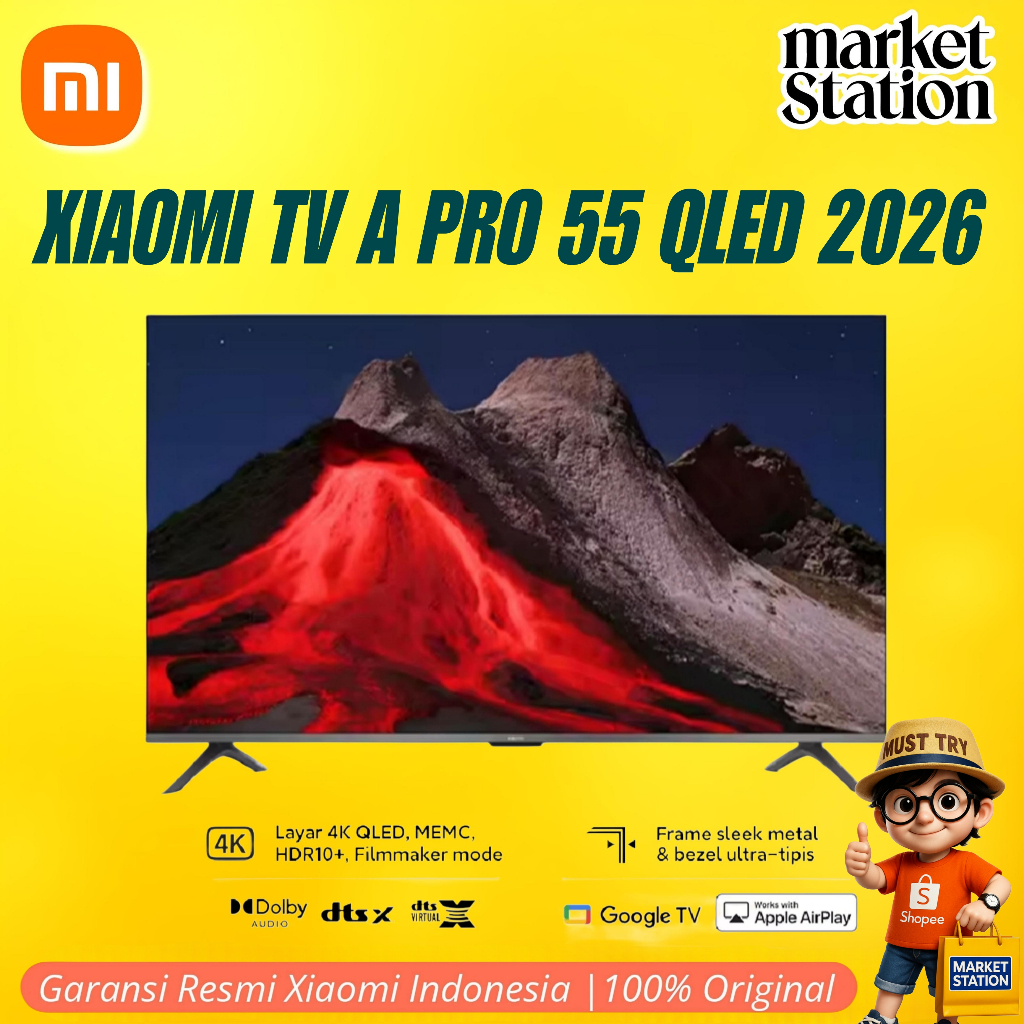 Xiaomi TV A Pro Series 55 Inch 2026 QLED 4K UHD DVBT2 2026 Series Garansi Resmi (Medan/Luar Kota)