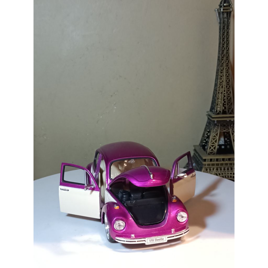diecast welly hot rider volkswagen beetle 1/24 ( hard top ) ungu metallic loose