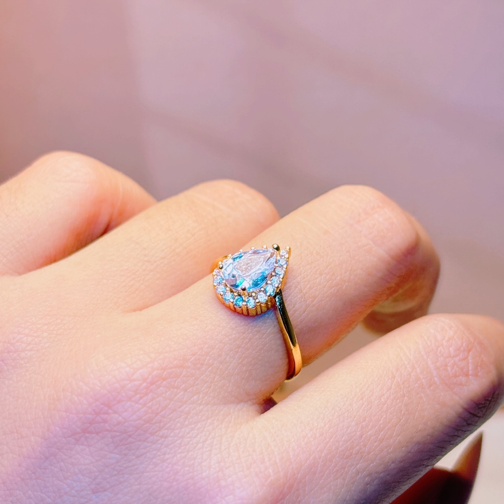 Aish.Jewelry Cincin Permata Batu Berlian putih Lapis Emas Titanium Xuping Asli Model Korea Fashion