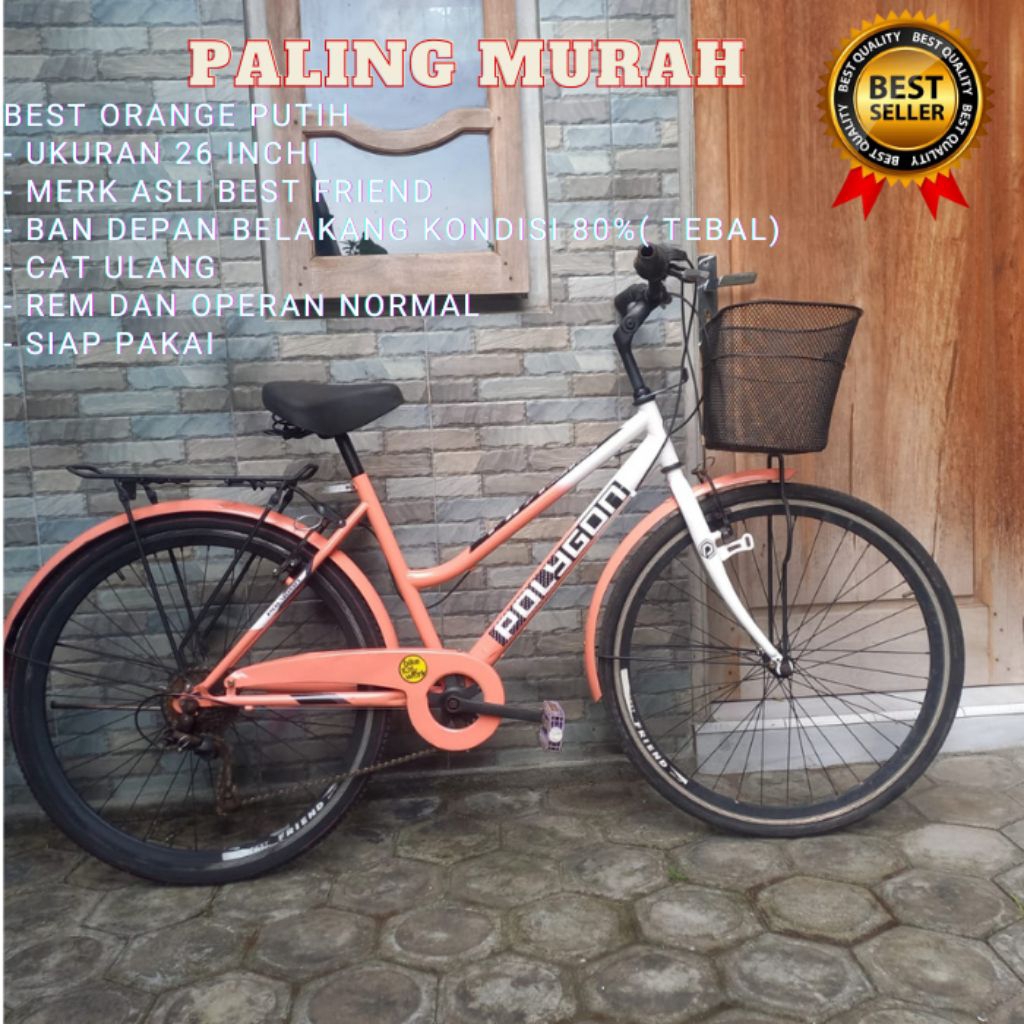 Sepeda wanita keranjang mini cewek perempuan dewasa ukuran 26 bekas siap speda phoenix