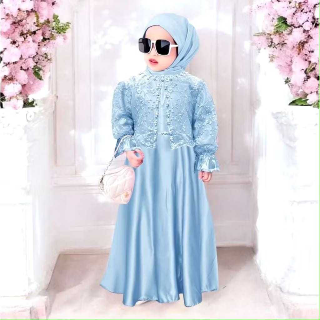 Paket Hemat Naura Dress Gamis Anak Perempuan Umur 2 Tahun Gamis Anakbrukat Kombinasi Payet Terbaru