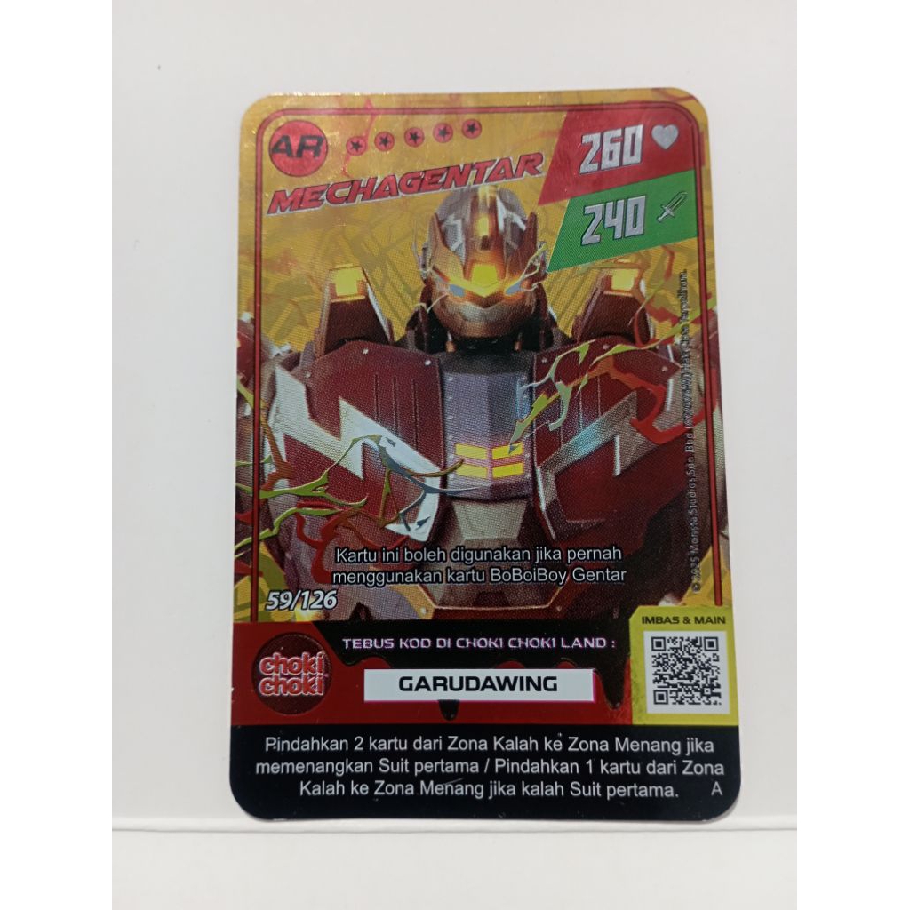 1 PCS AR Kartu Monsta galaxy card boboiboy beliung x choki choki AR MECHAGENTAR GARUDAWING CHOKIBOX