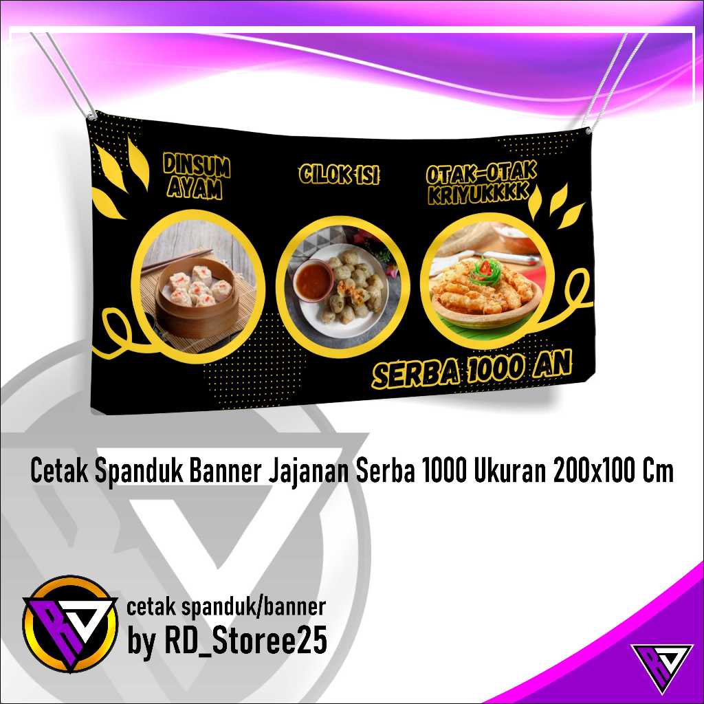 Cetak Spanduk Banner Jajanan Serba 1000 Ukuran 200x100 Cm