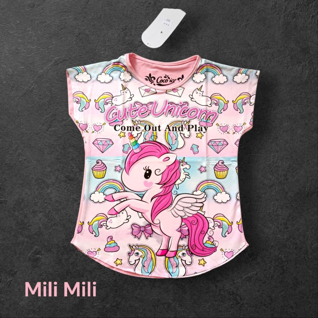 Mili Mili - Baju Kaos Anak Perempuan Atasan Unicorn Kaos Anak Coco Ice Thailand
