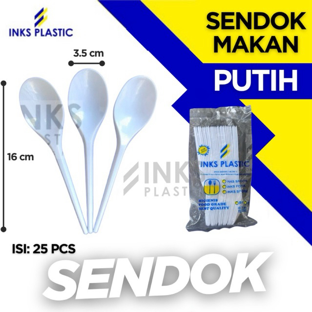 SENDOK MAKAN PLASTIK PUTIH WHITE TEBAL PREMIUM
