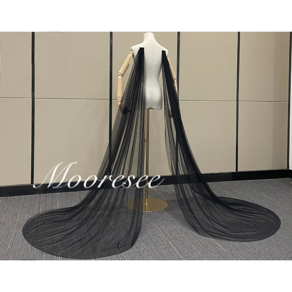 Handmade Detachable black wings Veil halloween cosplay veil gothic Wedding Cape Cathedral Soft tulle