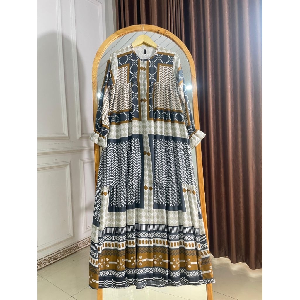 Gamis Daily ZAKIYAH KAFTAN ORI Rayon Motif Premium