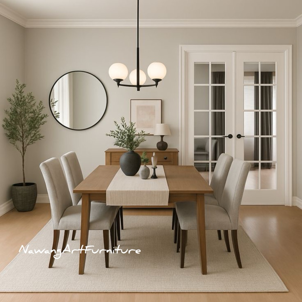Set meja makan minimalis Meja makan kayu jati 4 kursi