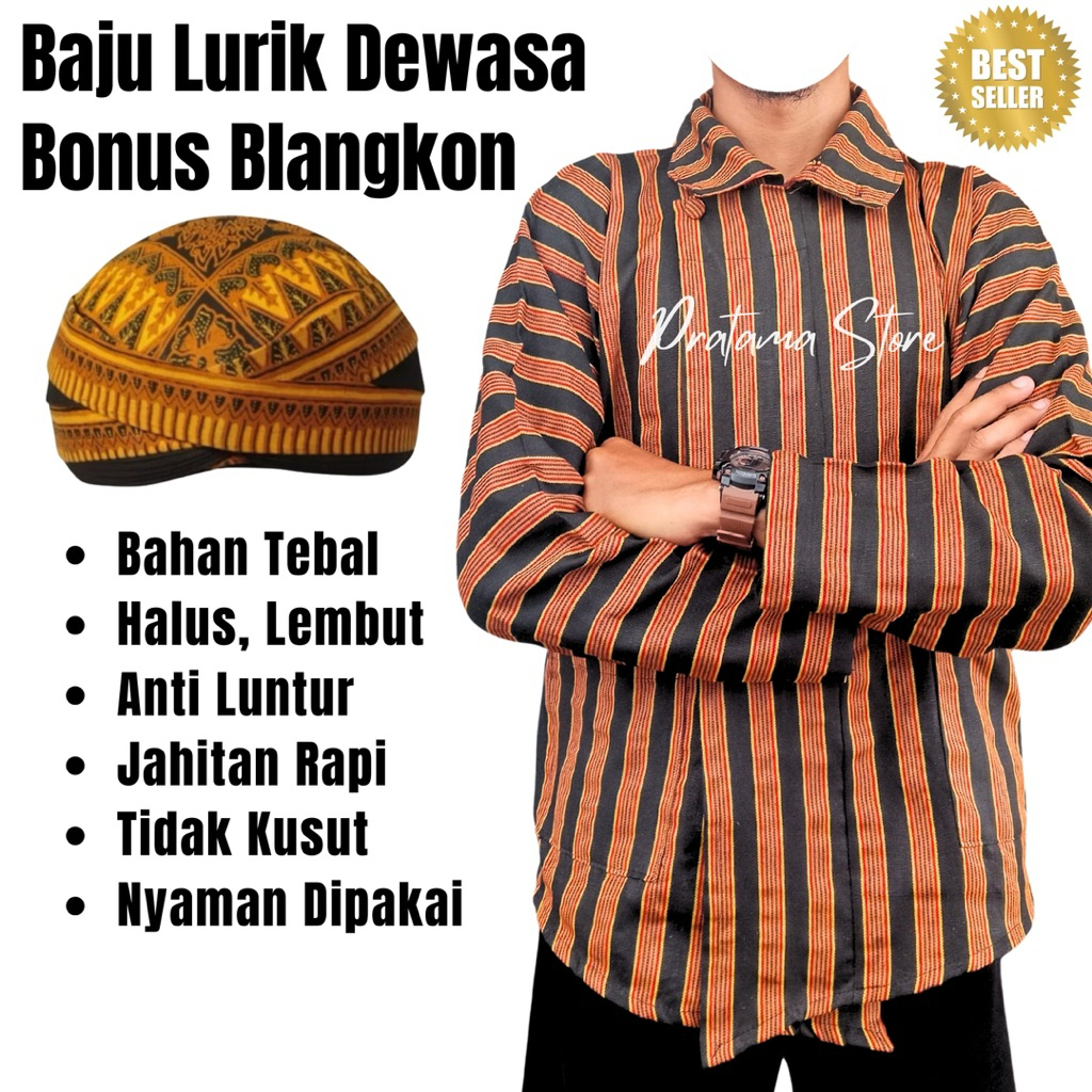 Ready Siap Kirim Baju Lurik Dewasa Pria Bonus Blangkon Solo Cabut Baju Adat Jawa Pria Dewasa Baju Lu