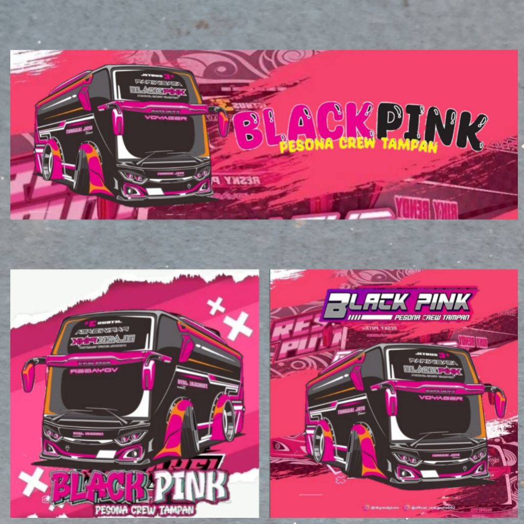 ISI 3 Stiker bus BLACK PINK Tunggal jaya stiker bis bus Tunggal Jaya BLACK PINK