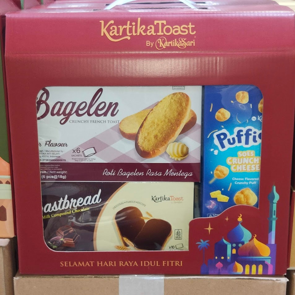 Paket Hampers Idul Fitri Lebaran 2026 isi 3 pcs Kartika Toast by Kartika Sari (Merah)