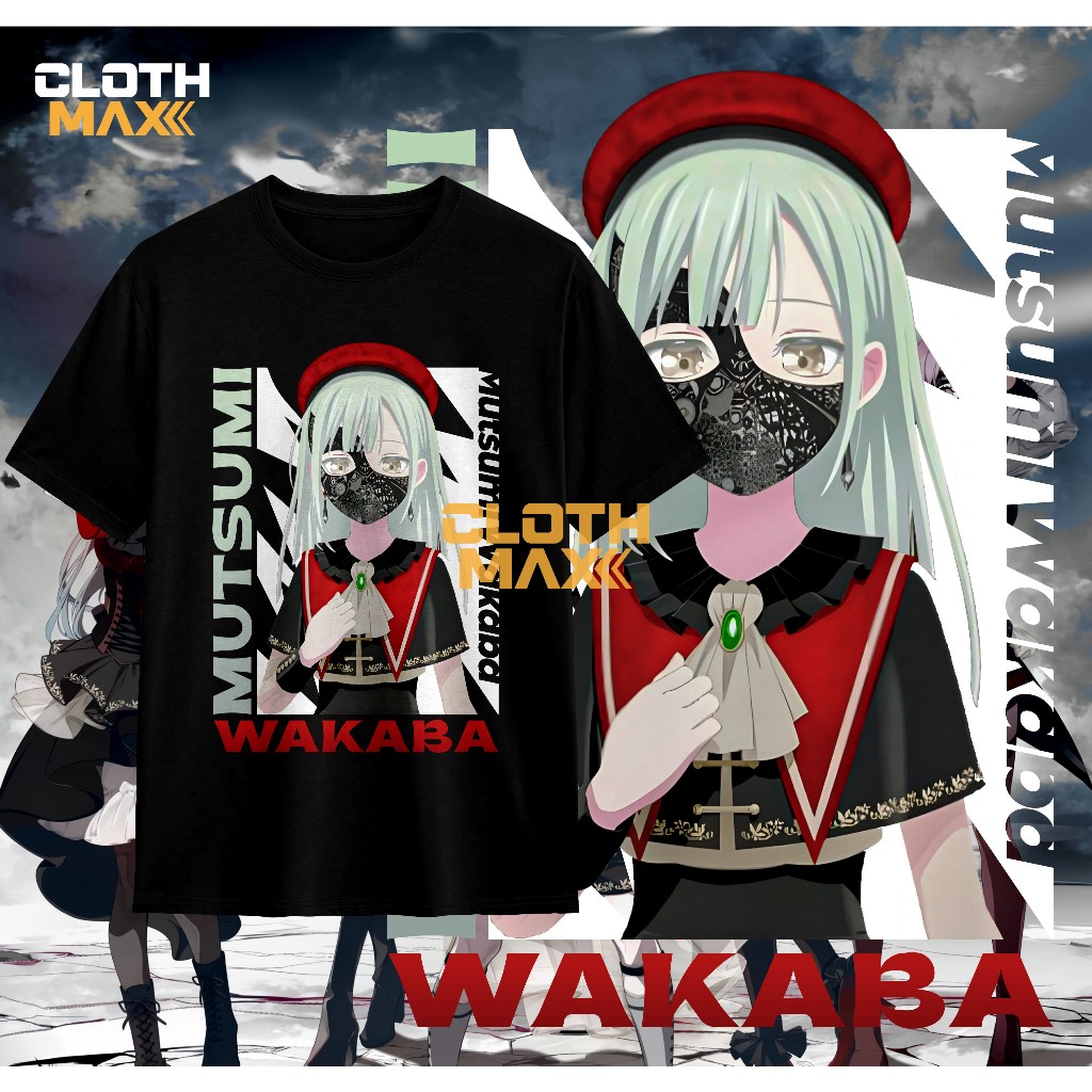 Kaos Mutsumi Wakaba Baju Dewasa Ave Mujica Tshirt Anak Anime BanG Dream Nyamu Yutenji kaos murah