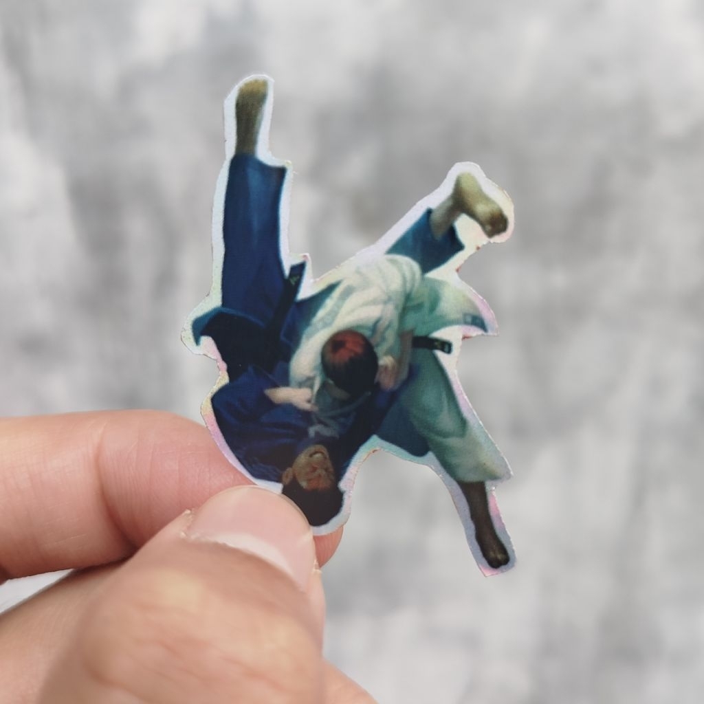 Sticker hologram Judo Match Bantingan Beladiri Grapling Untuk hp Stiker laptop motor helm