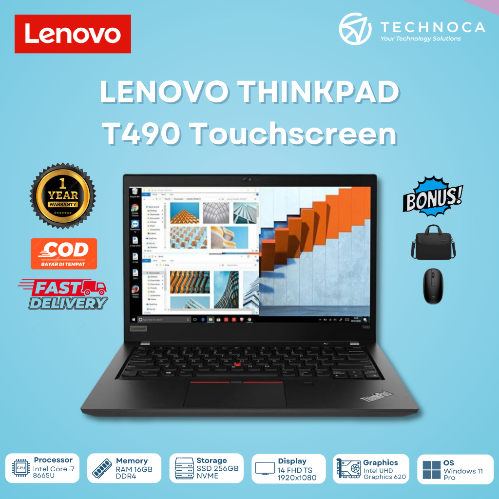 Laptop Lenovo Thinkpad T490 T490S CI5 GEN 8 RAM 16GB SSD 256GB Touchscreen Garansi 1 Tahun