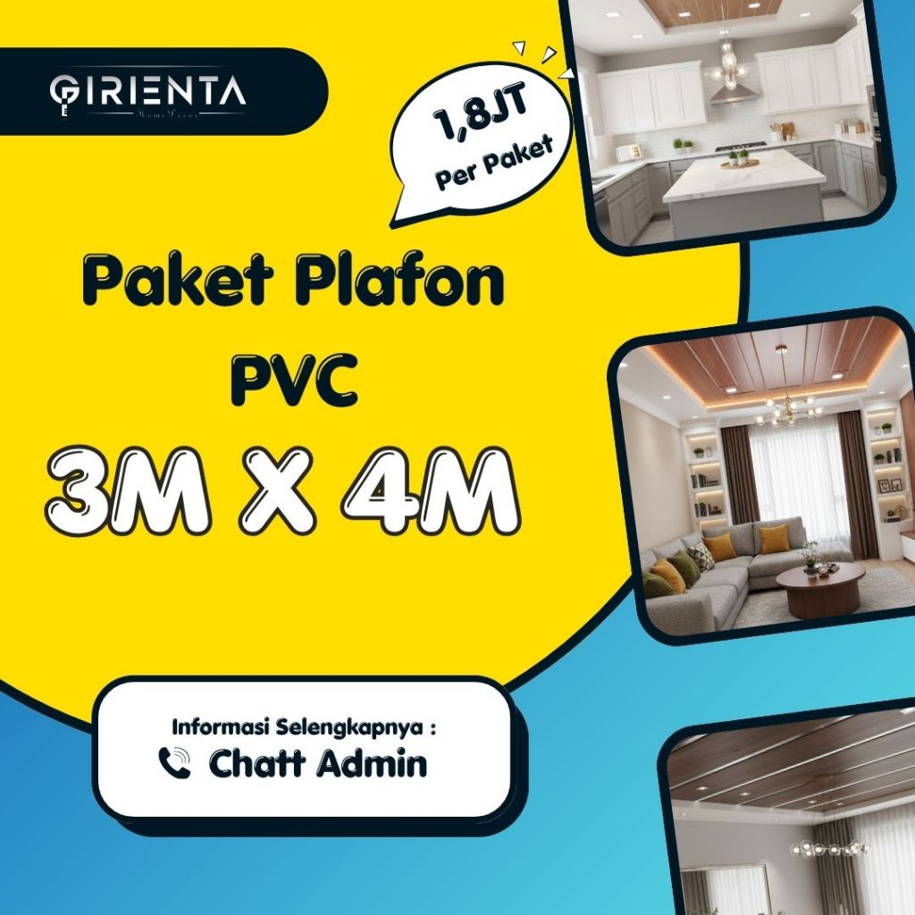 PAKET PLAFON PVC LAMINATE 20CM X 4M - 15 LEMBAR PLAFON - 4 LIST PINGGIR.