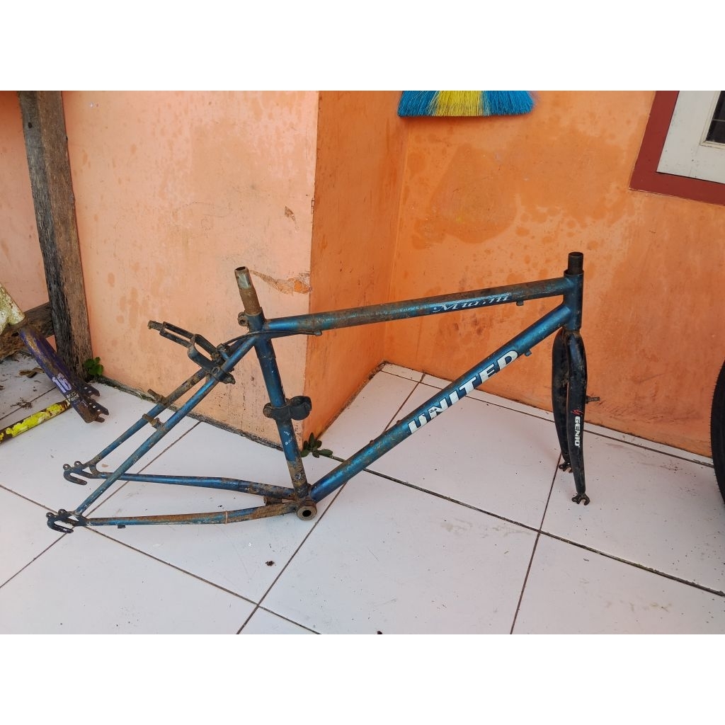 Frame fork sepeda MTB jadul 26 size 17" mirip Federal Stiker UNITED Miami murah las nyisit