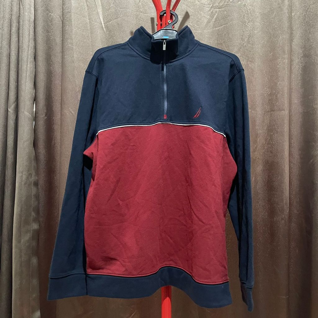 Sweater Nautica Half Zipper Navy Red