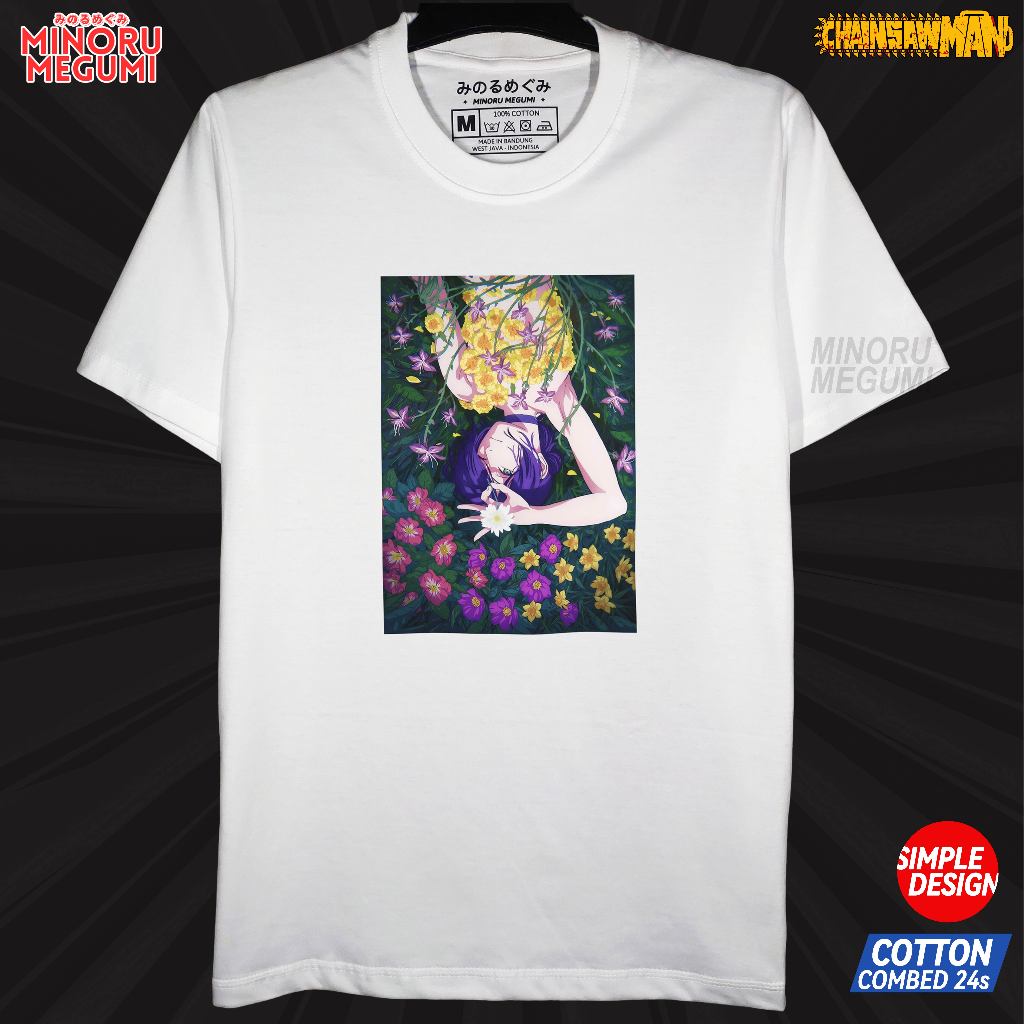 [Minoru Megumi] Kaos T-Shirt Anime CHAINSAWMAN Cover REZE - Kaos Waifu - Kaos Chainsawman