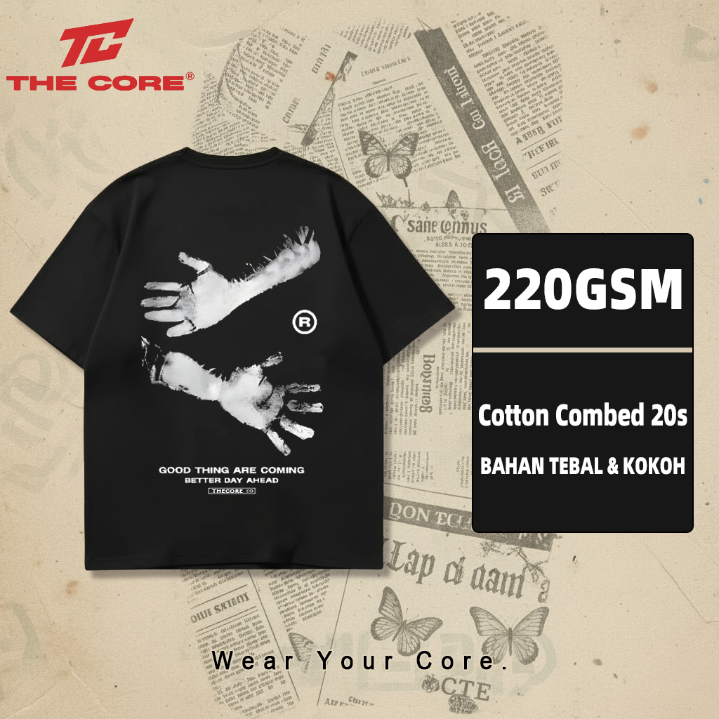 The Core - Kaos Boxy Pria "Tangan Harapan" Streetwear Aesthetic Oversize Distro - Katun Combed 20s