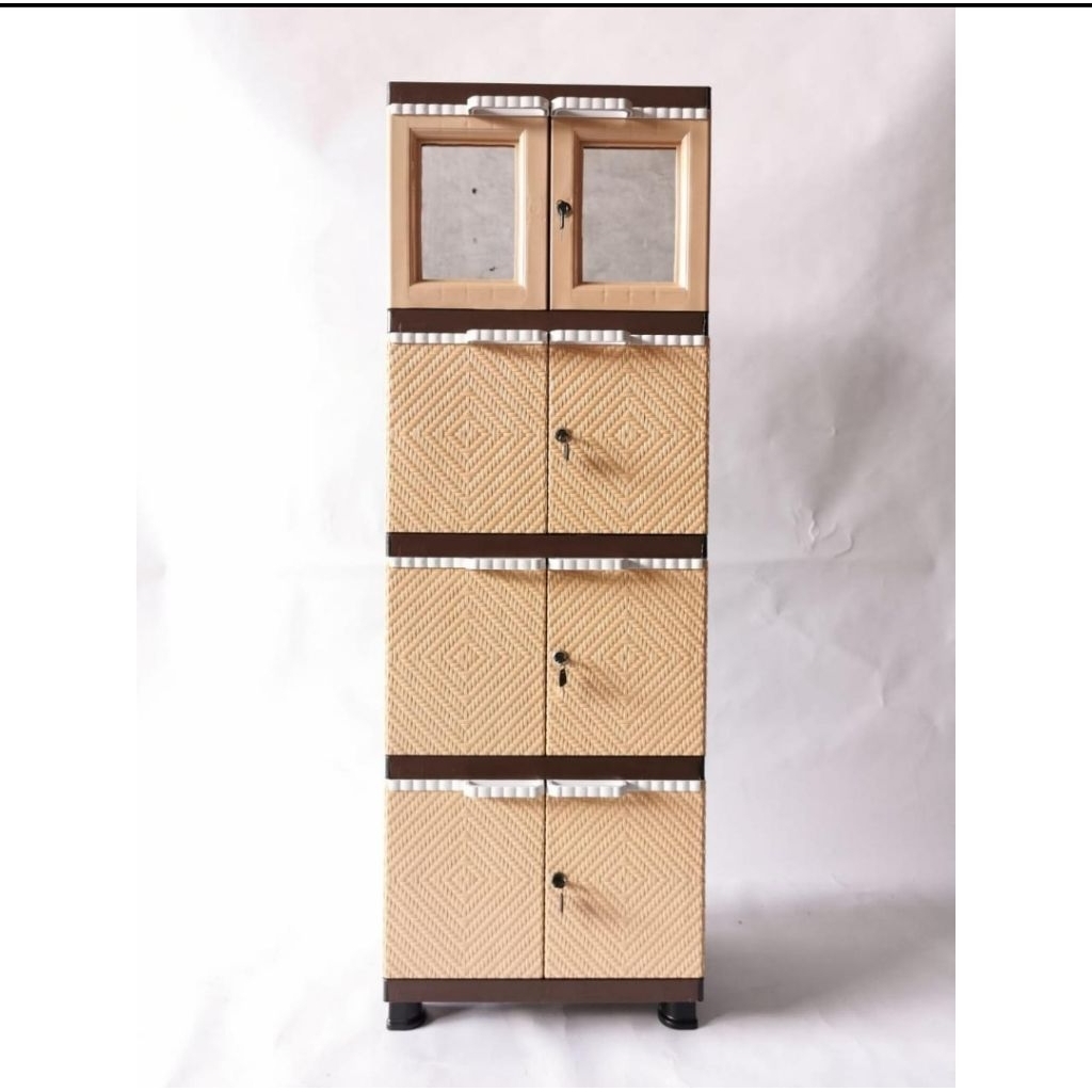 Lemari Plastik/Elegan Mini Susun 4 Kaca