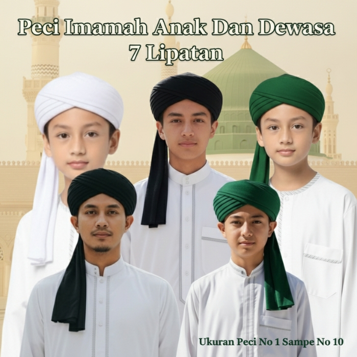 PROMO TERMURAH Peci Imamah Dewasa Peci Imamah Permanen 5 meter Sorban imamah permanen 7 Lipatan Peci