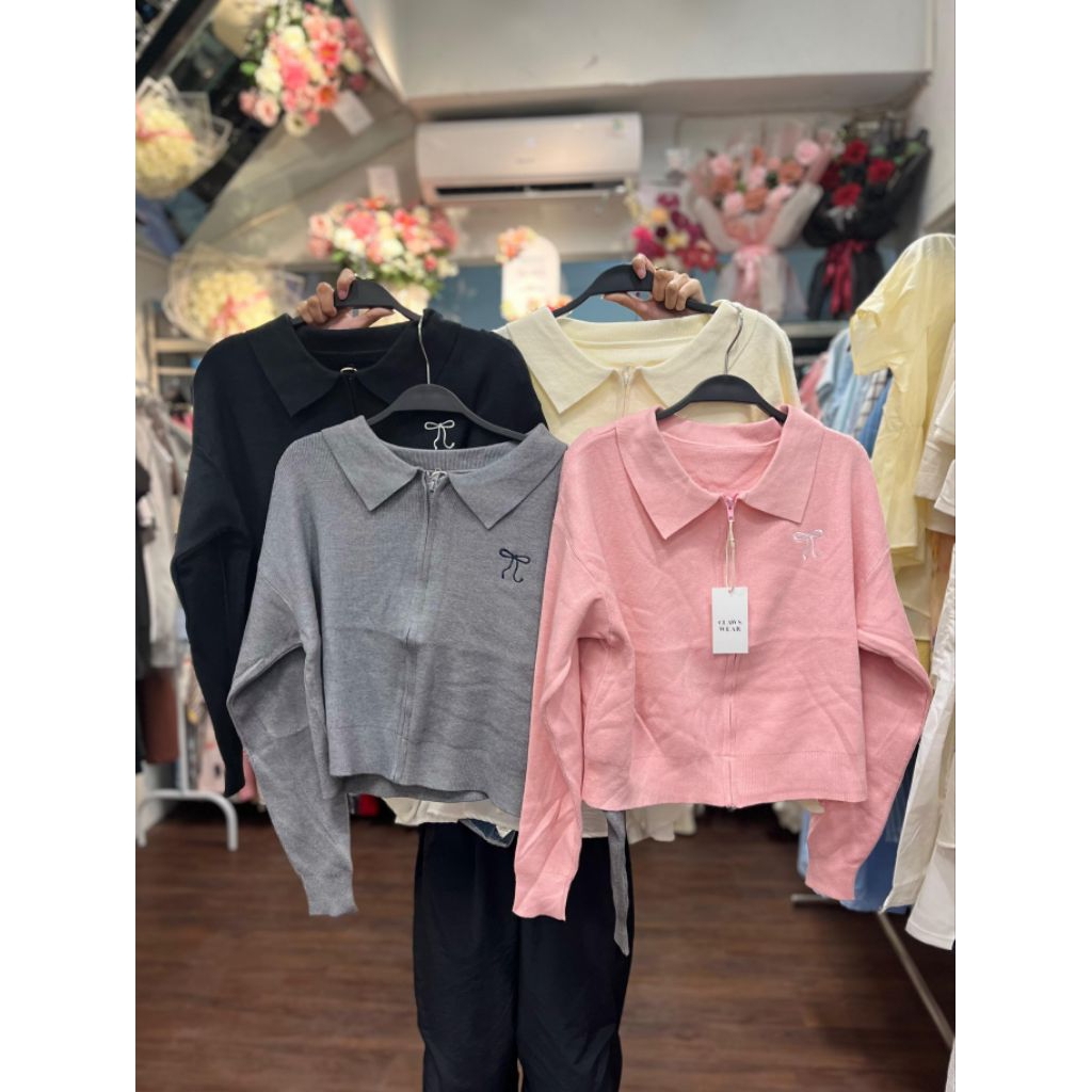 Jaket wanita/atasan wanita unisex jaket Sweater Crop Resleting Kerah import bangkok-thailand