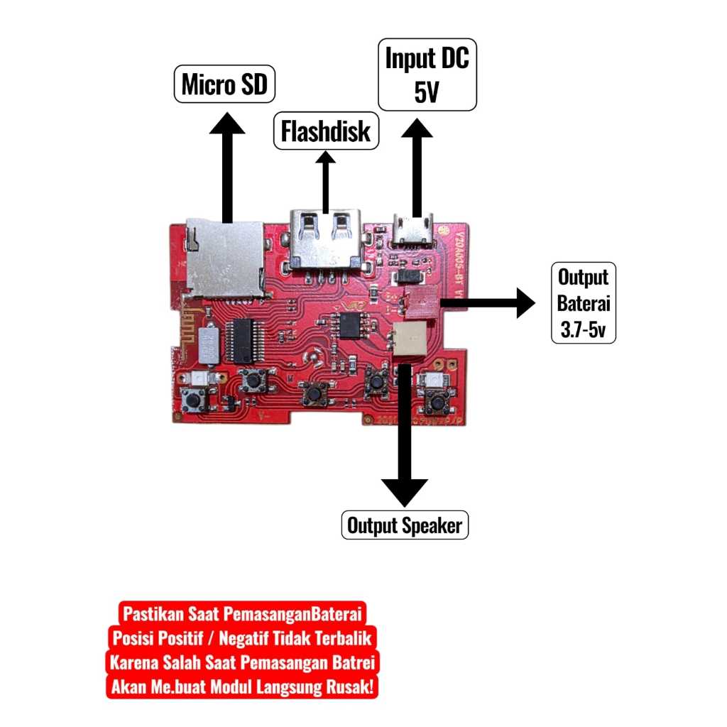 MODULE MODUL MP3 BLUETOOTH BT 3.7V-5V MODUL MUSIK BOX BT COPOTAN RADIO AUX FLASHDISK MEMORY CARD STE