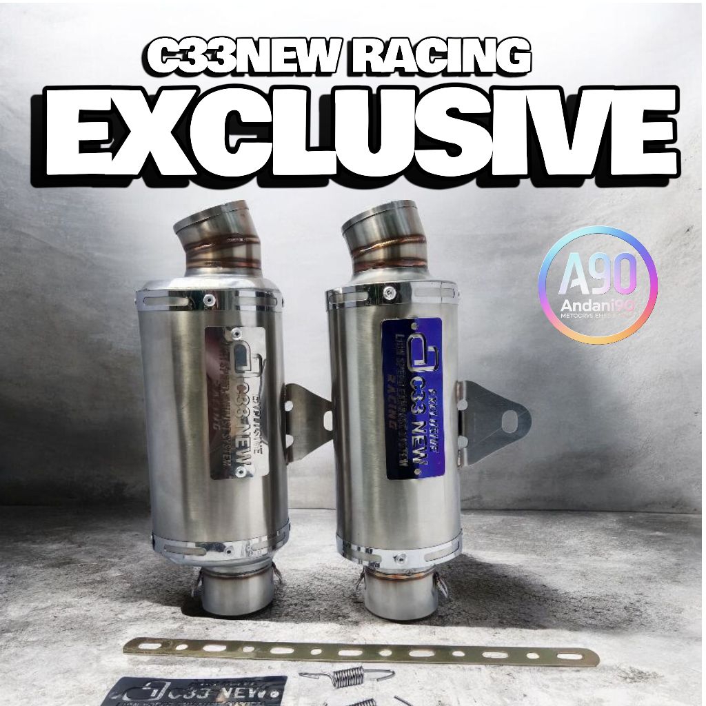 Silincer knalpot Racing New C33 Racing inlet 38mm dan 50mm Stainless CLD