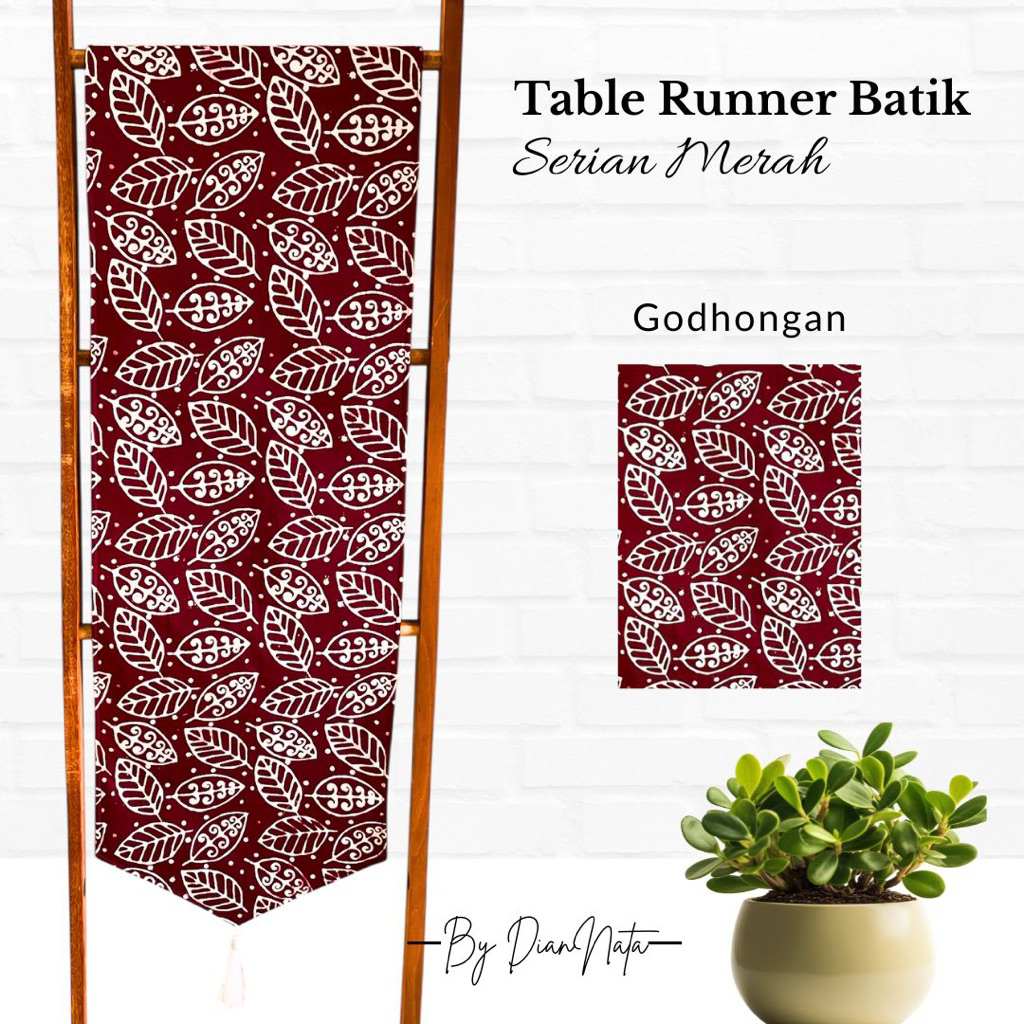 Taplak Meja Table Runner Batik Serian Merah Suvenir Indonesia