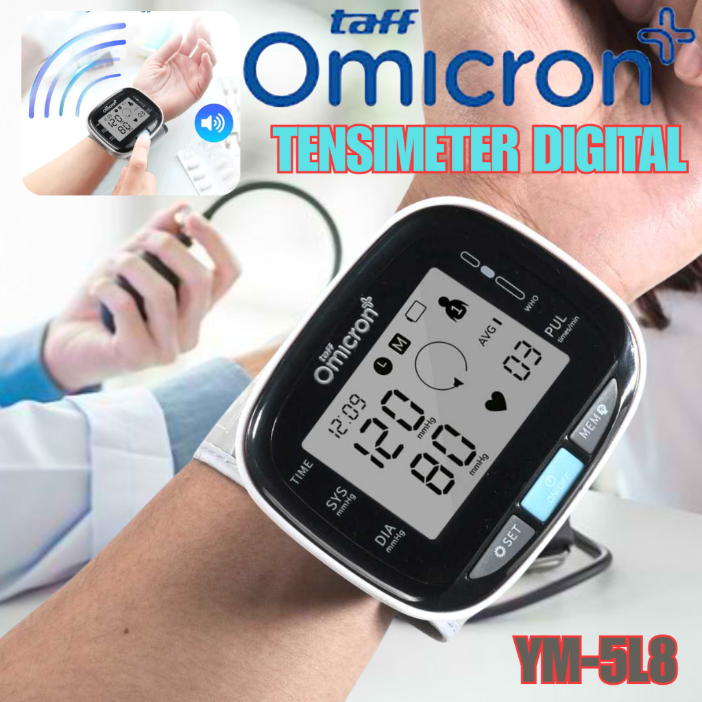 TaffOmicron Tensimeter Digital Alat Ukur Tekanan Darah Gula Versi Bahasa Inggris