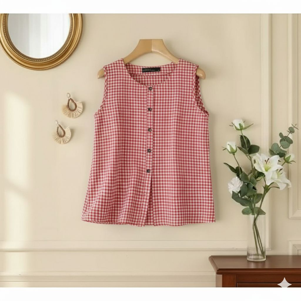 Atasan Tengtop Wanita Katun kotak Tersedia Saiz  M L XL  XXL