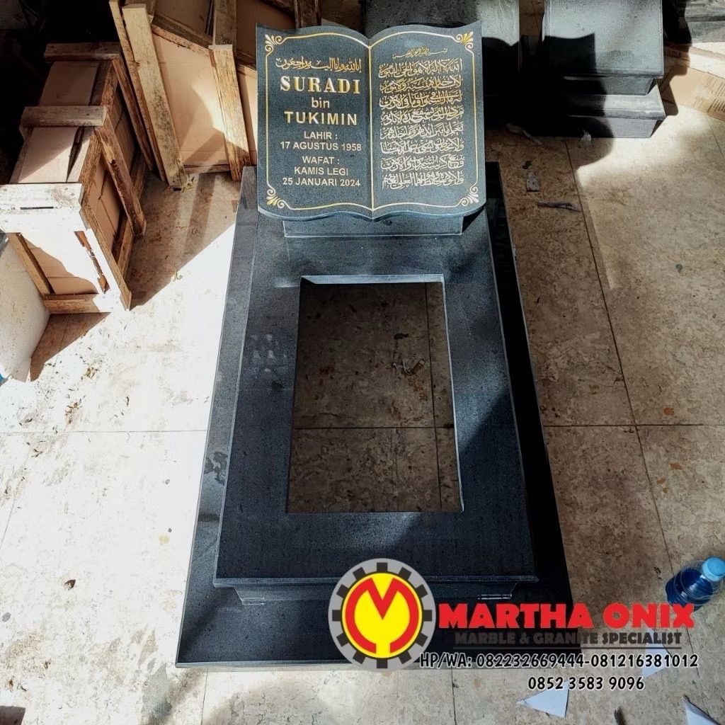 Batu Nisan Kijing Makam Anak Marmer Hitam Premium 2 Tingkat Makam