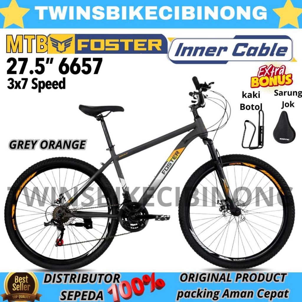 Sepeda Gunung MTB 27,5 Foster 6657 Disc Brake 3 x 7 Speed