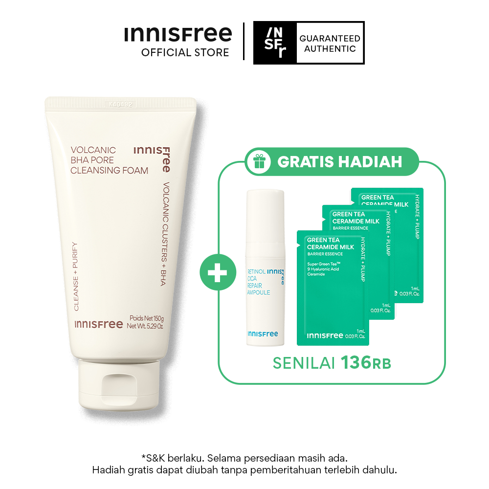 Buy 1 Get 4 Innisfree Volcanic BHA Pore Cleansing Foam 150gr Set Bundle - Sabun Cuci Wajah untuk Kul