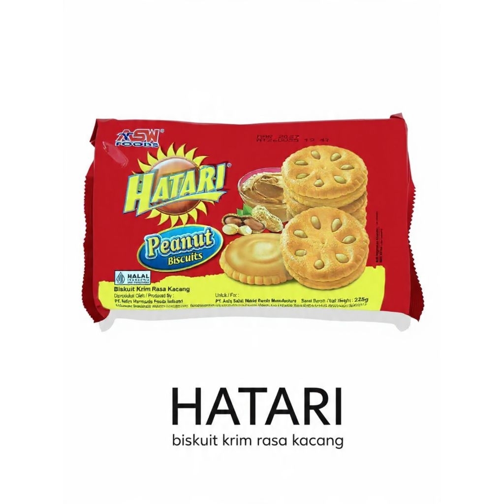 Hatari Biskuit Kacang Krim 225gr - Biskuit Renyah Isi Selai Kacang Enak Murah