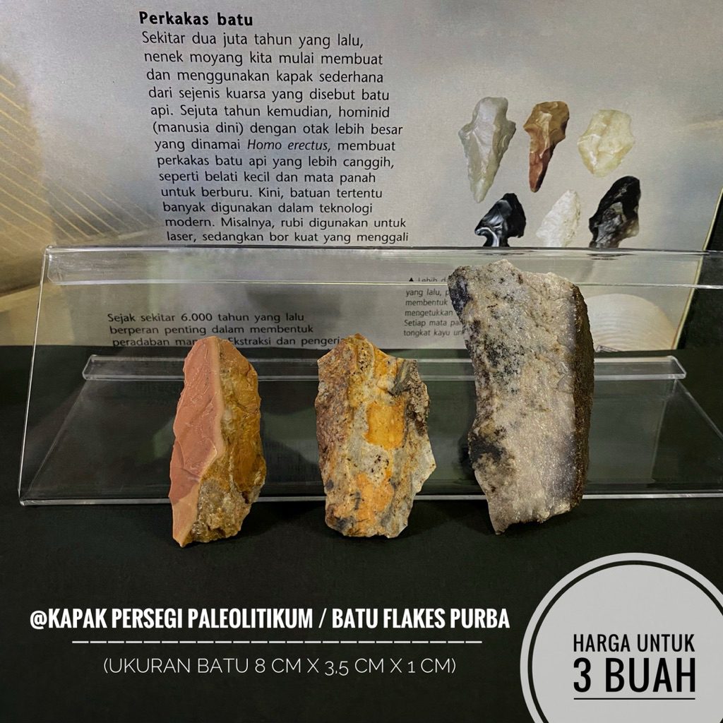 Kapak Persegi Paleolitikum Natural C10 atau Batu Flakes Purba atau Kapak Perimbas atau Kapak Genggam
